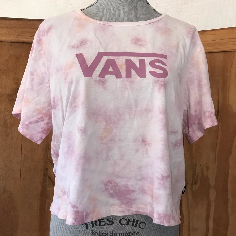 Vans Tie-Dye Logo Crop Tee Pastel Pink